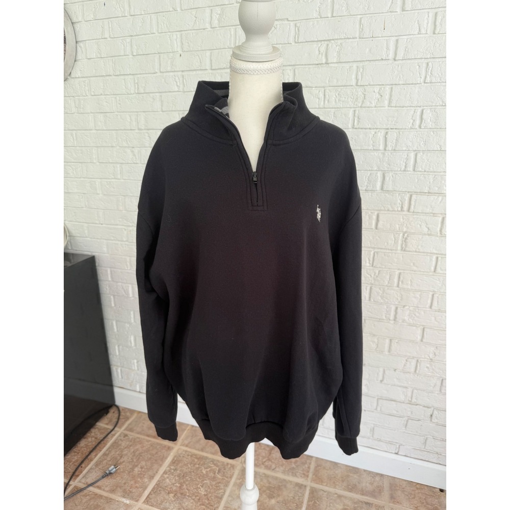 U.S. Polo Assn. Quarter Zip Sweatshirt Mens XL Black